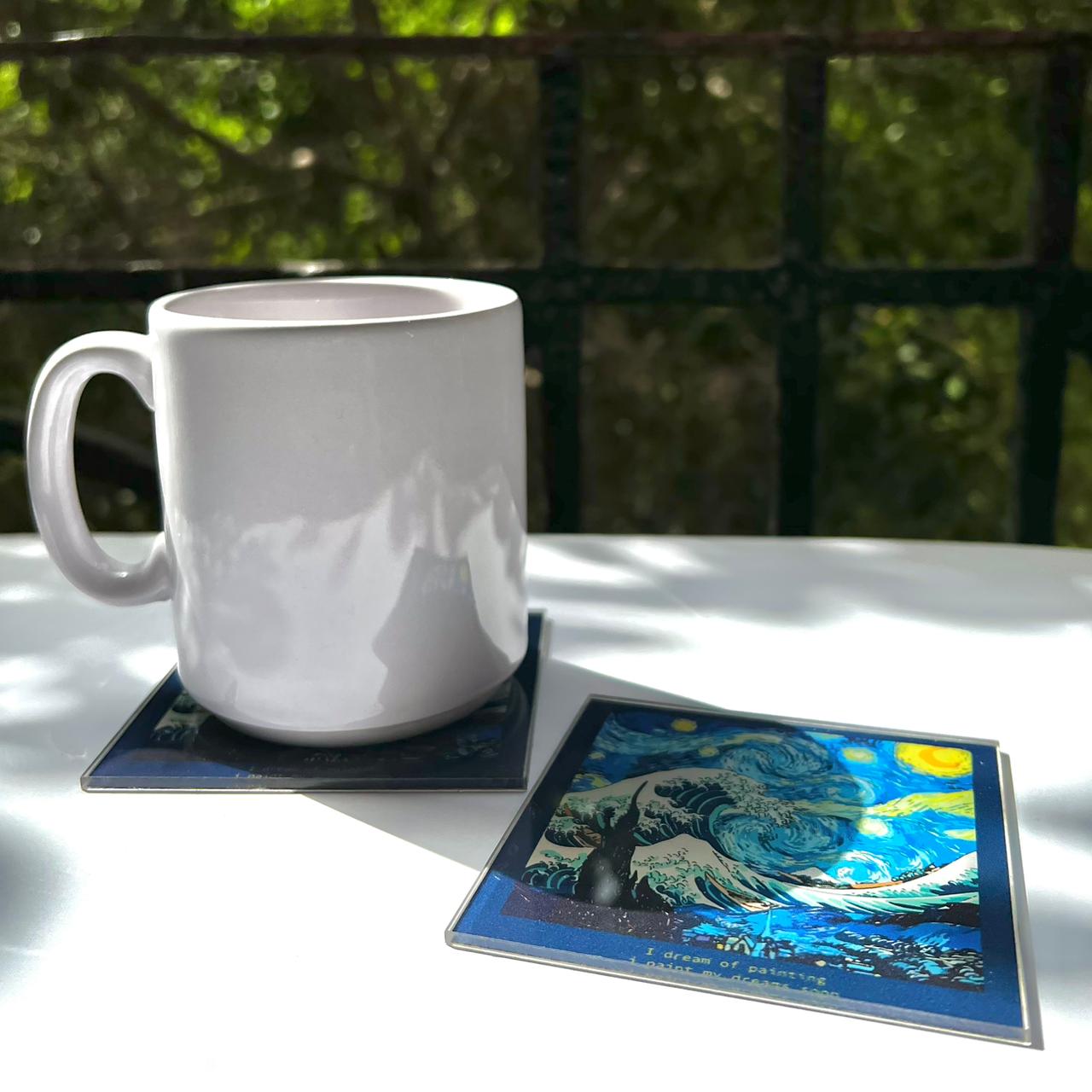 Van Gogh "Starry Night Wave" Acrylic Coaster
