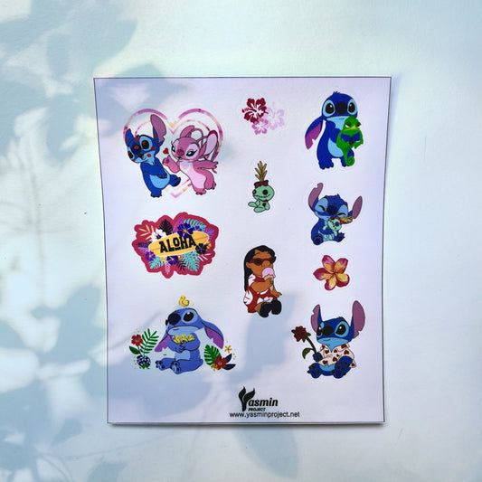Stitch & Angel Aloha Stickers Sheet