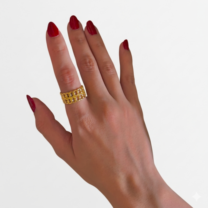 Golden Link Mesh Ring