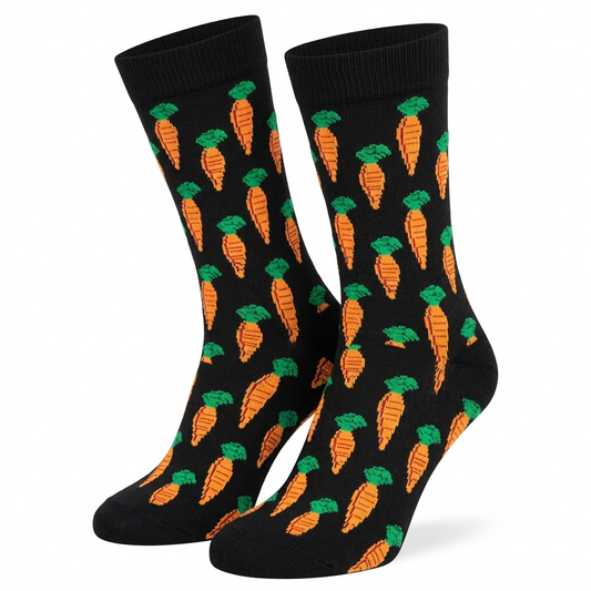Carrot Pattern Black Socks