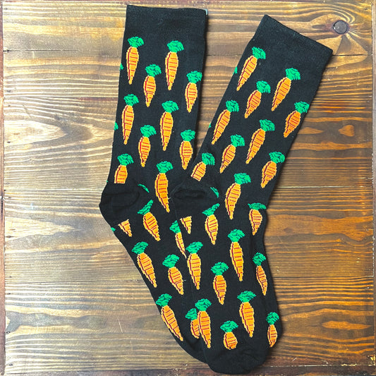 Carrot Pattern Black Socks