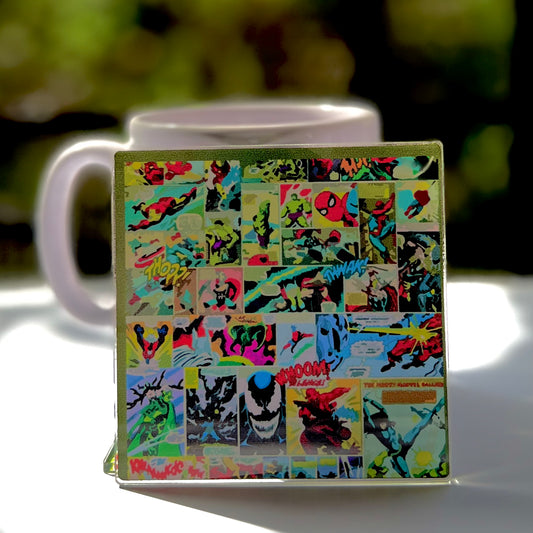 Marvel Retro Comic Collage Acrylic Coaster