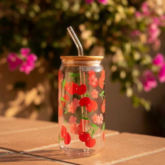 Cherry Pop: Blossom & Fruit Glass Can
