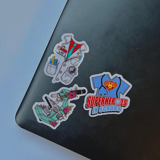Superheroes In Scrubs Sticker Set