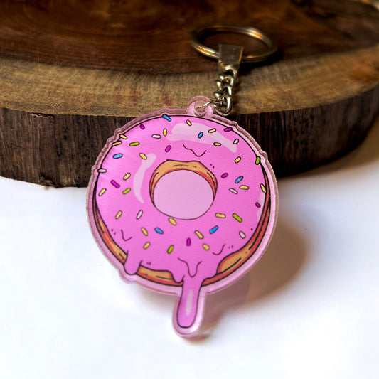 Pink Glazed Donut Acrylic Keychain
