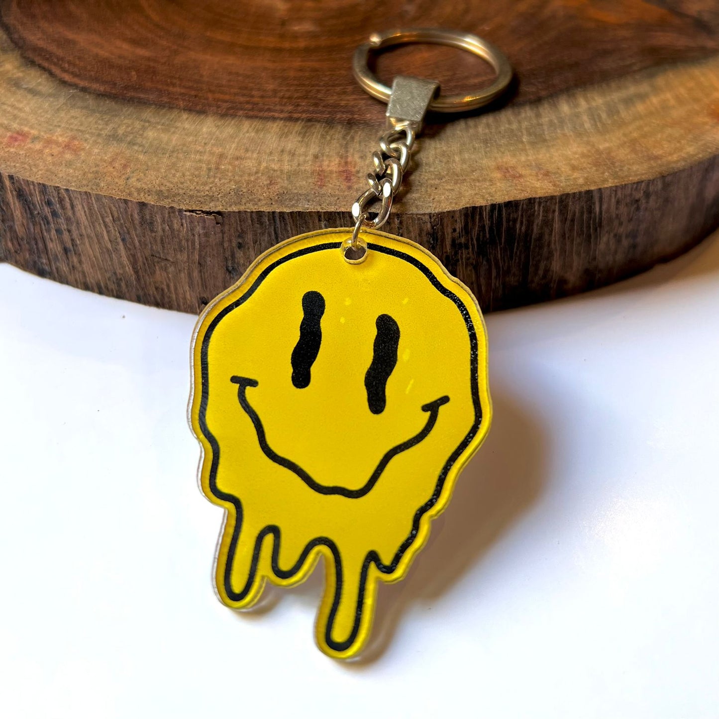 Melting Smiley Face Acrylic Keychain