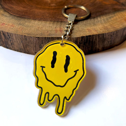 Melting Smiley Face Acrylic Keychain