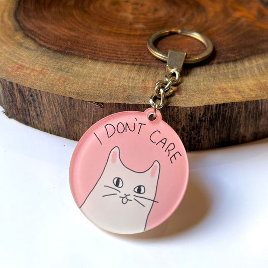 I Don't Care Cat Meme Acrylic Keychain