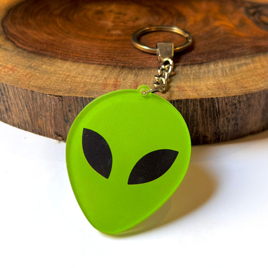 Green Alien Face Acrylic Keychain