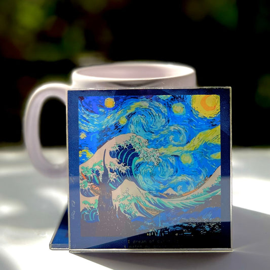 Van Gogh "Starry Night Wave" Acrylic Coaster